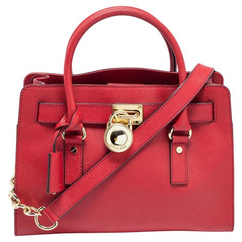 MICHAEL Michael Kors Red Leather East West Hamilton Tote